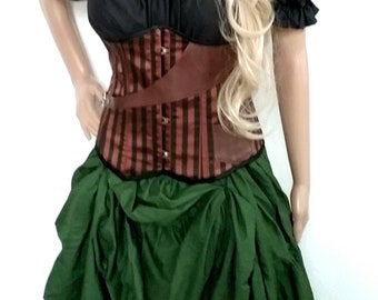 3XL Steampunk Pirate Dress, Complete Costume, Corset, Cotton Skirt &  Chemise