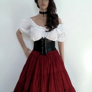 Renaissance Dress Chemise Corset Outfit 3 pcs Wench Pirate Medieval Steampunk Costume Celtic Cosplay Fair Maroon Halloween 2