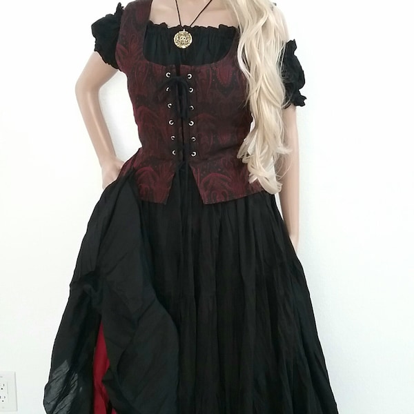 Renaissance Dress Bodice Witch Pirate Sorcerous Blouse Skirt Cosplay Dress Victorian Con Halloween Medieval LARP Costume