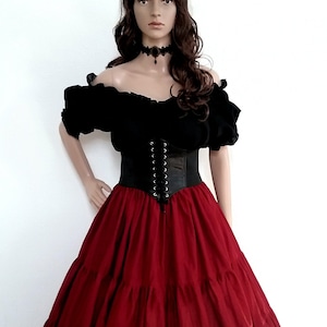 Renaissance Dress Chemise Corset Outfit 3 pcs Wench Pirate Medieval Steampunk Costume Celtic Cosplay Fair Maroon Halloween Pick Your Colors