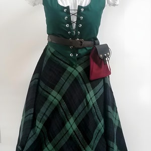 MADE CUSTOM Celtic Blackwater Ensemble  Choose Chemise Bodice Skirt Tartan