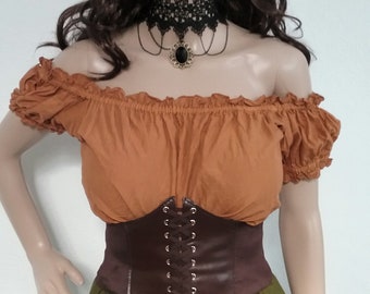 Renaissance Midriff Blouse Plus BOHO Steampunk Belly Dance Wench Pirate Peasant Dirndl