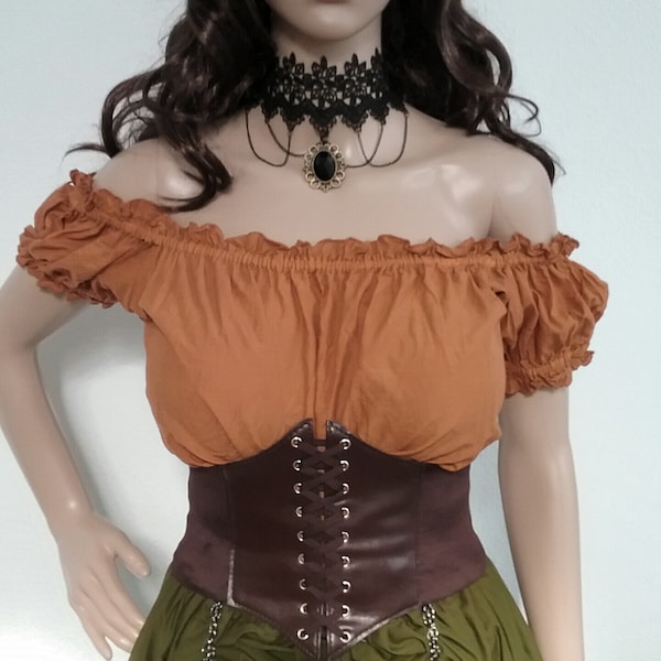 Renaissance Midriff Blouse Plus BOHO Steampunk Belly Dance Wench Pirate Peasant Dirndl