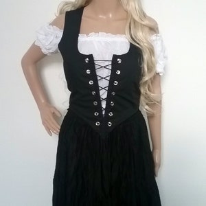 Renaissance 3 piece Ensemble with Bodice Reversible Corset Steel Boning Medieval Pirate Fairy Steampunk