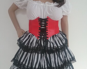 Steampunk Dress Stripes Pirate Renaissance Lolita Goth Complete Costume