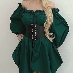 Lolmot Womens Renaissance Lace Up Vintage Boned Bustier Corset Cosplay  Costume Reversible Peasant Bodice 