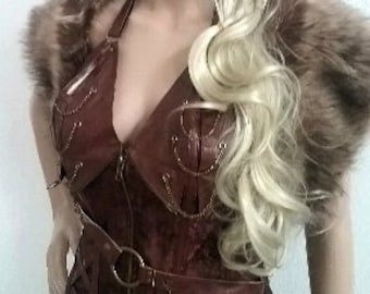 Lagertha Corset Sheildmaiden Choose Color And Fur Mantle Capelet Stole Vikng Warrior Barbarian