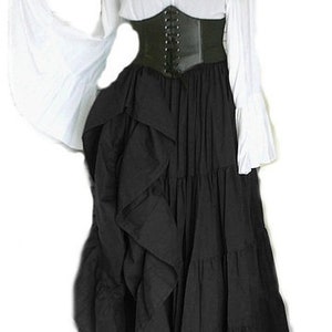 READY To SHIP Renaissance Skirt Black Steampunk 100% Cotton Hand Dyed Pirate VICTORIAN Costume Medieval Choose Color