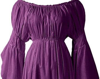 Renaissance Chemise Dress Long Tiered Cotton Pirate Medieval Elvin