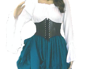 Renaissance Dress Chemise Corset Outfit 4 pcs Wench Pirate Medieval Steampunk Costume Celtic Cosplay Fair Teal Halloween
