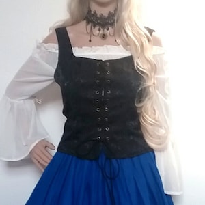 XL Jacquard  Renaissance Bodice with Peplum Hem Medieval Pirate Fairy Steampunk