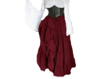 Ready To Ship RENAISSANCE Skirt STEAMPUNK 100% Cotton Hand Dyed Pirate VICTORIAN Costume Medieval Choose Color