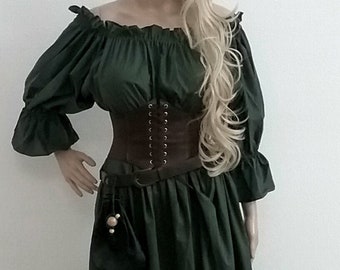 Renaissance Chemise Dress Long Tiered Cotton Pirate Medieval Elvin