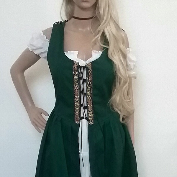 Renaissance Dress Corset Boning Overdress Medieval Irish Celtic