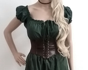 Renaissance Chemise Dress Long Tiered Cotton Pirate Medieval Elvin