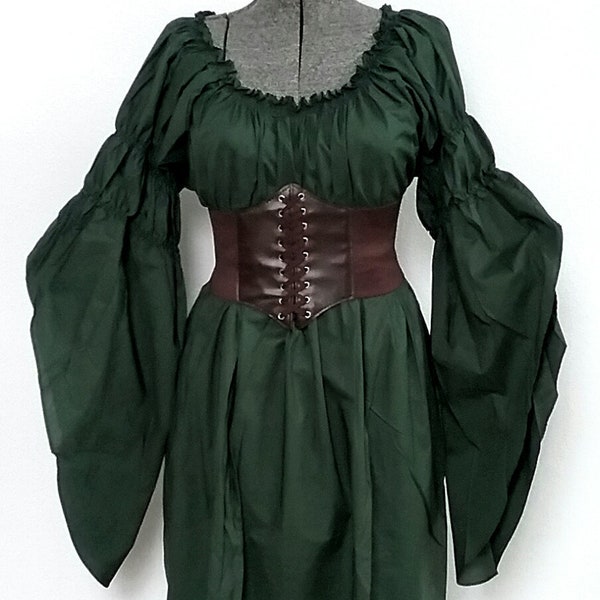 Renaissance Chemise Dress Long Tiered Cotton Pirate Medieval Elvin