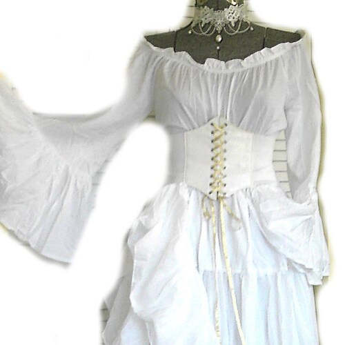 White Renaissance Dress Wedding Gown Corset Chemise Pirate Etsy