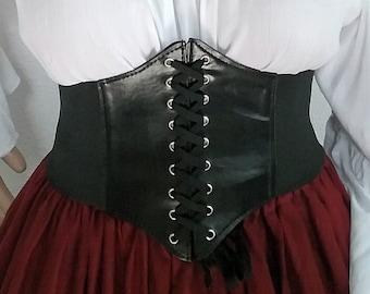 Corset Cincher Pirate Medieval Gothic Black Handmade Renaissance