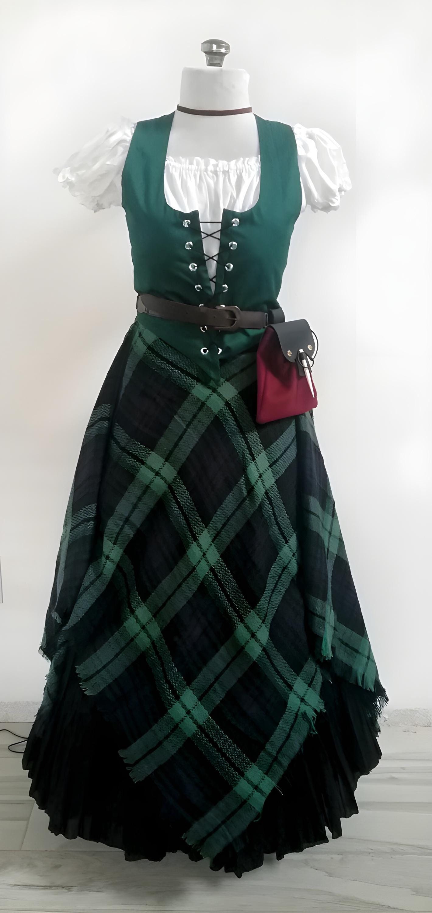 MADE CUSTOM Celtic Blackwater Ensemble Choose Chemise Bodice Skirt Tartan