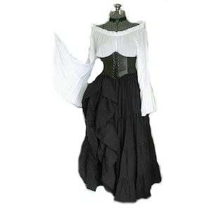 RENAISSANCE Skirt STEAMPUNK 100% Cotton 10 yards wide Pirate VICTORIAN Costume Medieval Choose Color Black