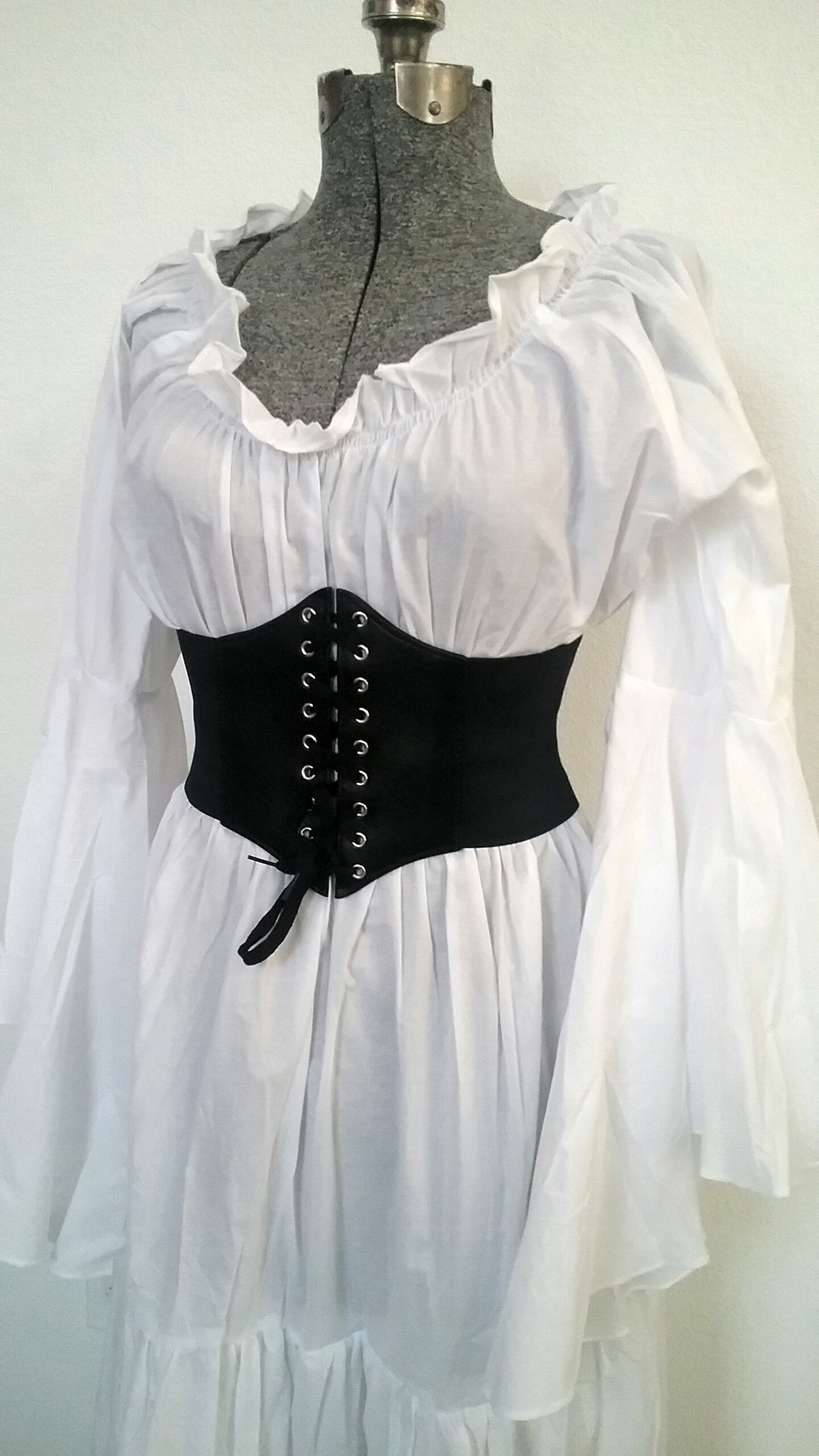 Disfraz de pirata para mujer, vestido de pirata blanco, corsé