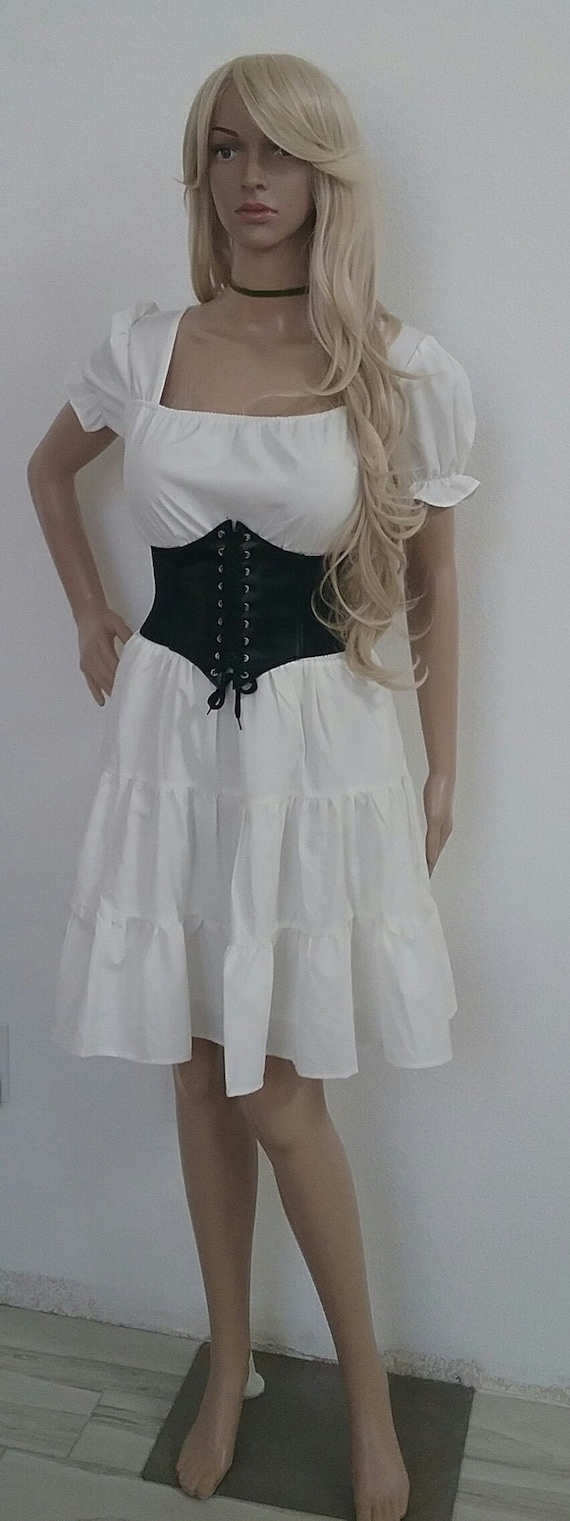 knee length dresses for ladies Janis Tunic Top White Gauze Angel Sleeves Satin Ribbon Wear As A Mini   Made4Walkin