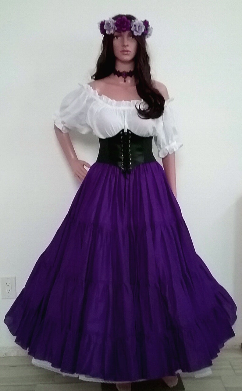 RENAISSANCE Skirt STEAMPUNK 100% Cotton 10 yards wide Pirate VICTORIAN Costume Medieval Choose Color VIOLET