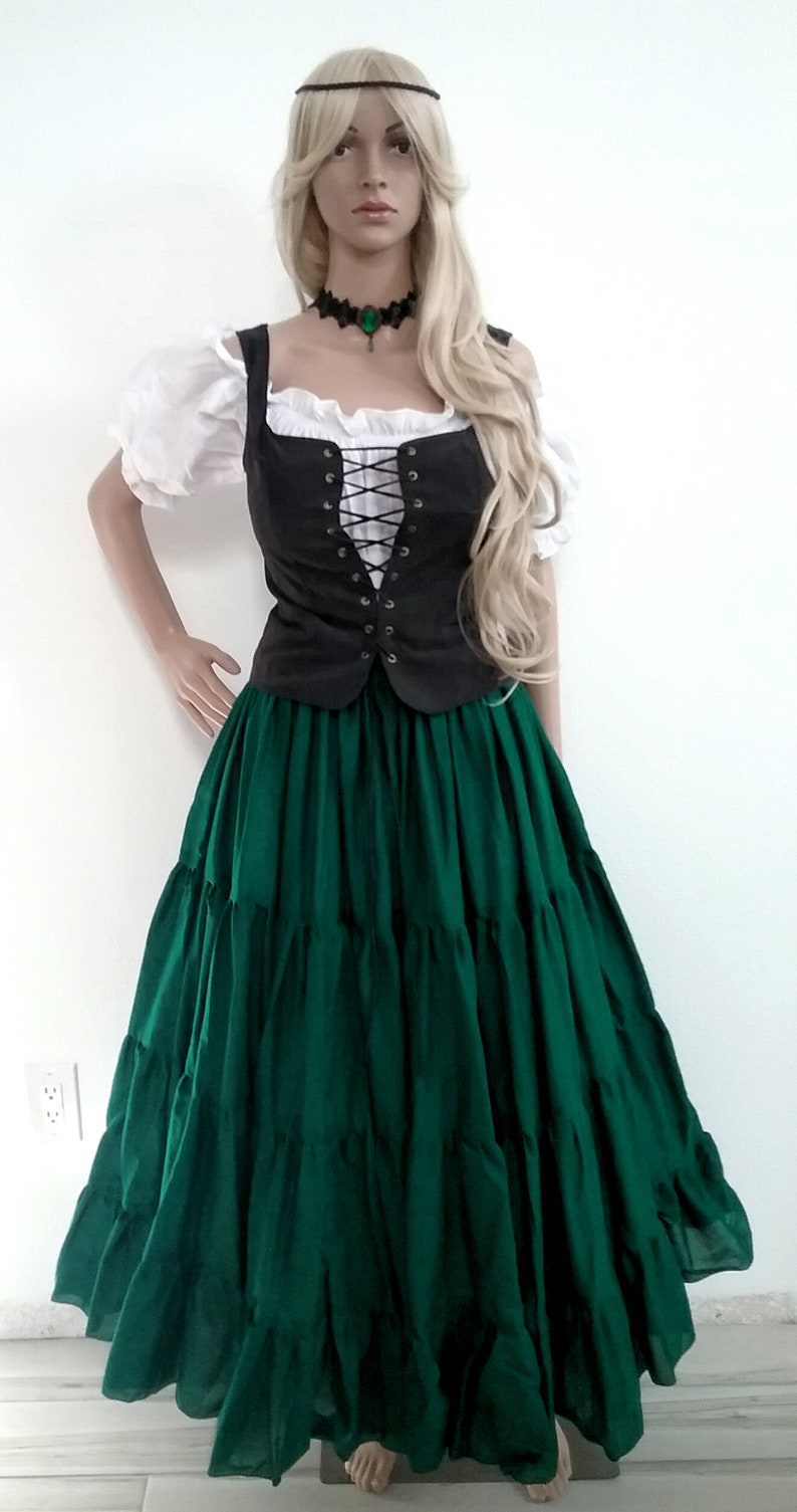 RENAISSANCE Skirt STEAMPUNK 100% Cotton 10 yards wide Pirate VICTORIAN Costume Medieval Choose Color DARK GREEN