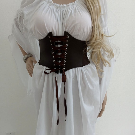 Women\'s White Corset Belt Wide Waist Lace Up Pirate Accessories Belt Womens Corset Belt Wide Elastic Lace Up Pirate Corset for  main image 3