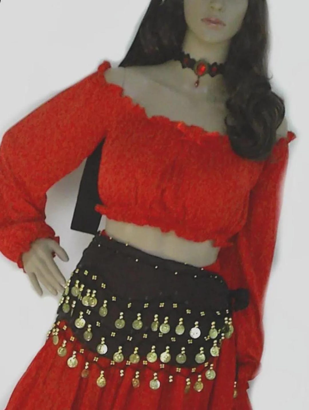 Red Midriff Crop Top, on or off Shoulder, Size M/L, Medieval - Etsy