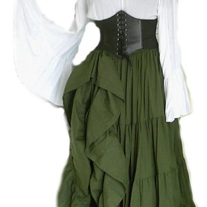 RENAISSANCE Skirt STEAMPUNK 100% Cotton 10 yards wide Pirate VICTORIAN Costume Medieval Choose Color OLIVE GREEN