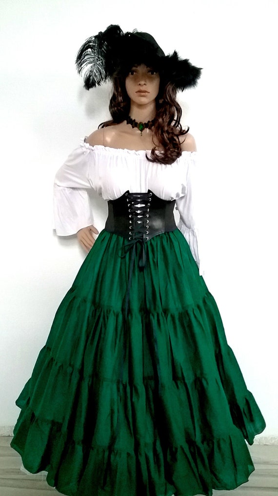 Steampunk Renaissance Fair Medieval Corset Skirt Belt Outfit Costume With  Wig