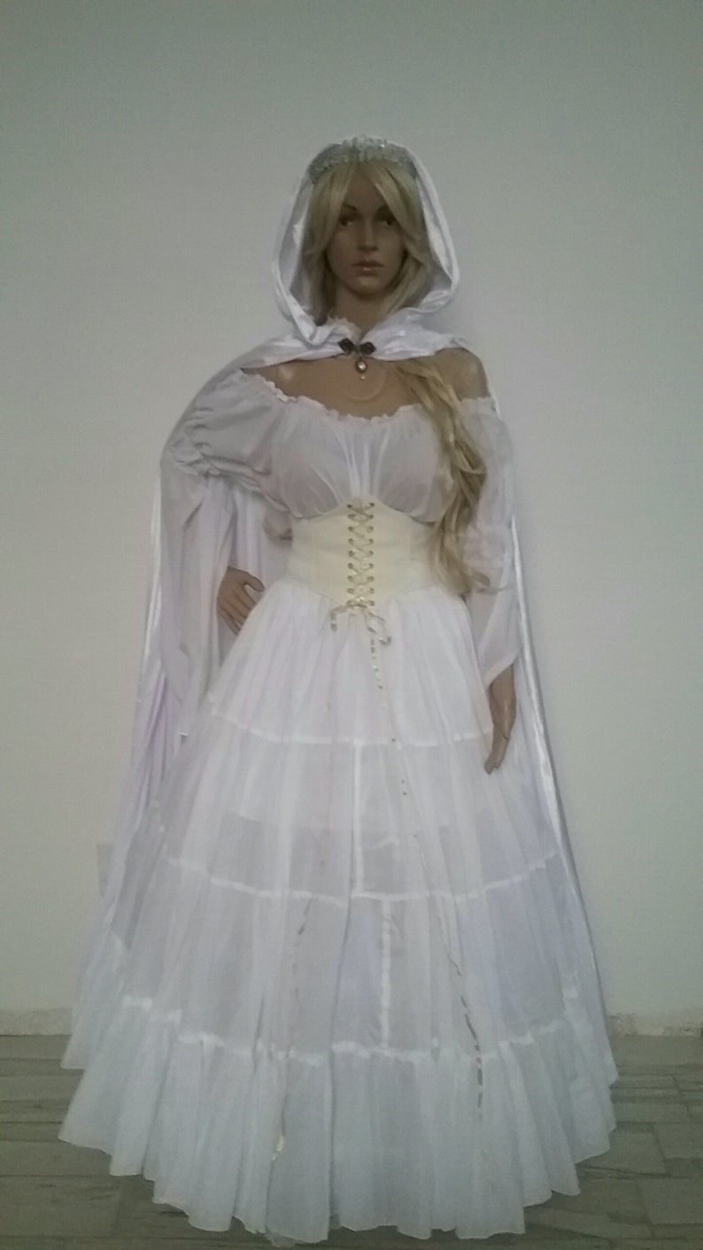 White Renaissance Dress Wedding Gown Corset Chemise Pirate Etsy
