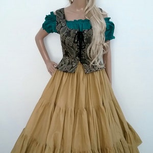 Renaissance Costume: Cotton Skirt, Brocade Bodice, Peasant Blouse - Pick Your Colors
