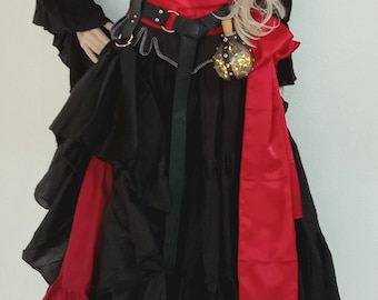 Pirate Sash Belt Scarf Maroon Black Red 140" Long