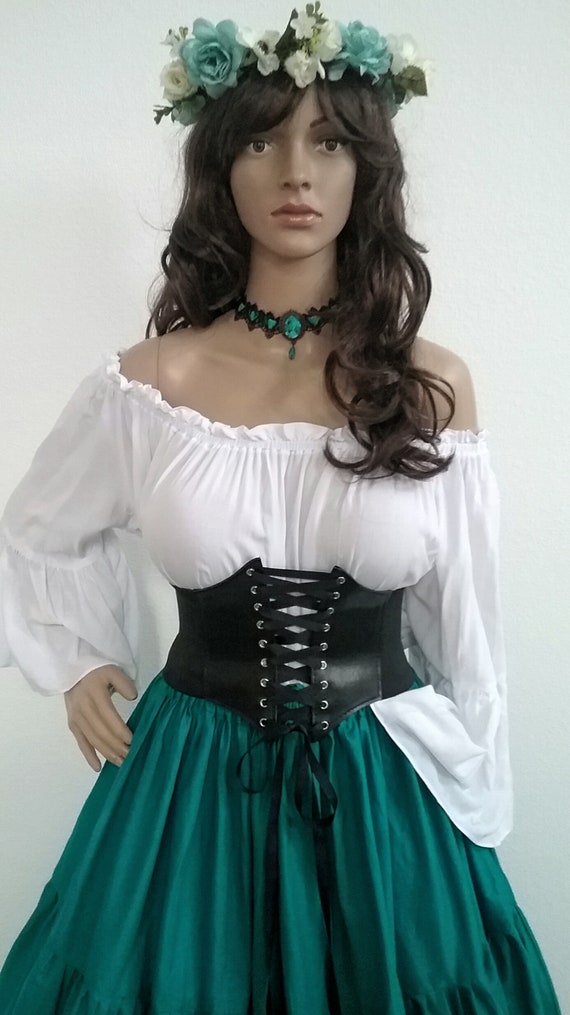 Romantic Leather Waist Cincher Pirate Corset -  Sweden