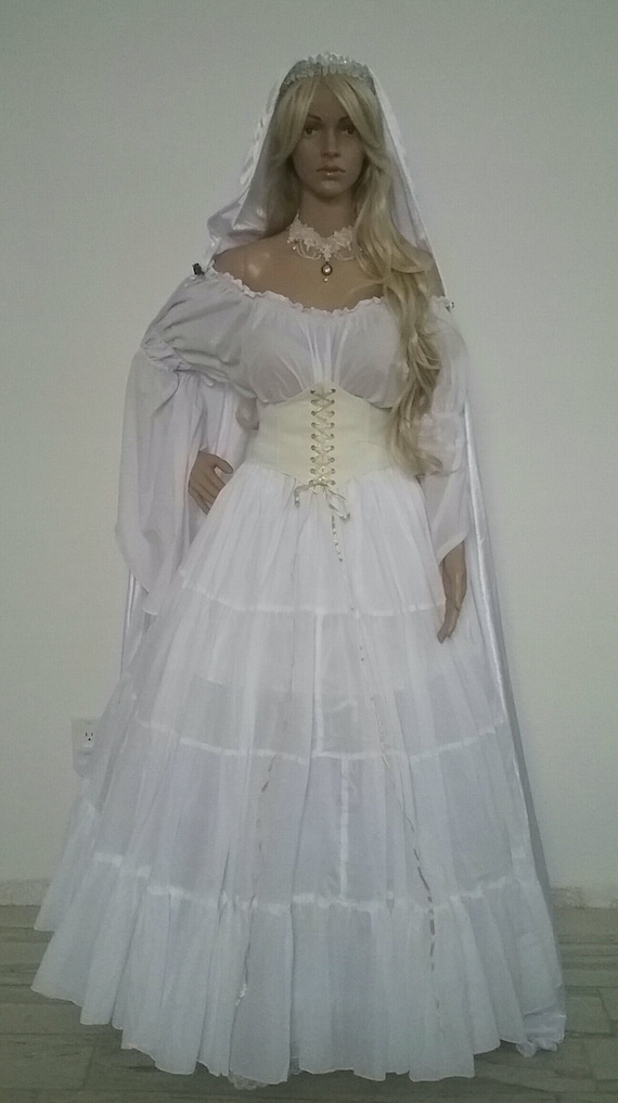 Vestido blanco renacentista Vestido de novia Corsé Chemise Pirata MEDIEVAL  LARP Wench Disfraz Plus -  México