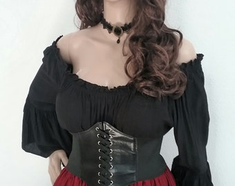  Womens Renaissance Blouse Underbust Corset Pirate