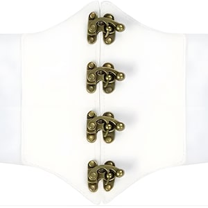 READY To SHIP White XL Corset Belt Steampunk Elvin Fairy Pixie Goth Underbust Pagan Renaissance Wench Halloween Costume
