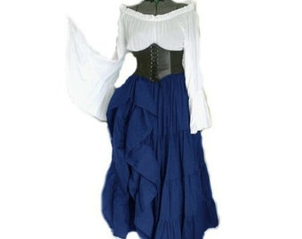 Women's Steampunk Gothic Dress Ruffled Lace Skirt Vintage