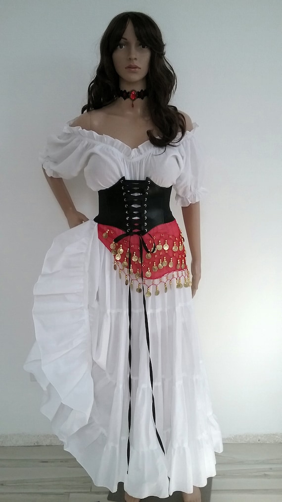 Pirate Renaissance Dress Corset Gypsy Costume Fortune Teller Cosplay Costume Medieval Wench Halloween Black Etsy Canada