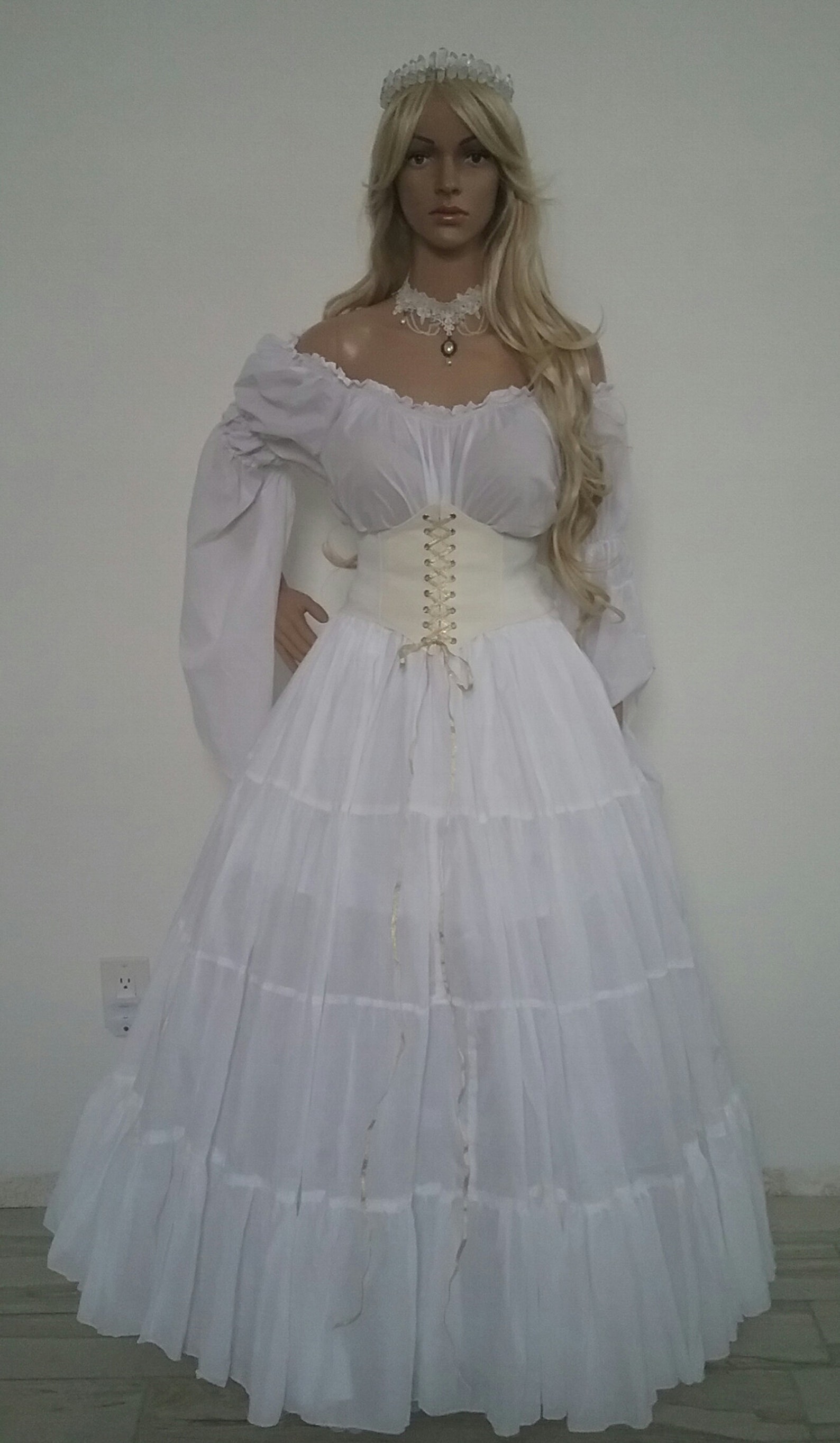 White Renaissance Dress Wedding Gown Corset Chemise Pirate Etsy