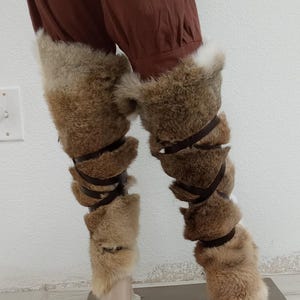 Viking Leg Wraps Rabbit Fur Barbarian Warrior