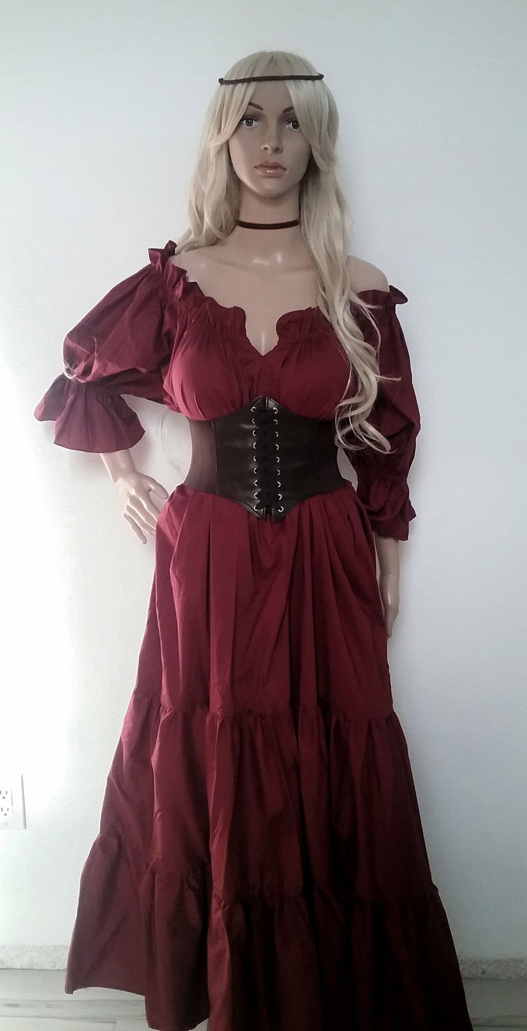 Vestido de corsé renacentista para mujer, disfraz de Halloween, vestido medieval con hombros descubiertos, vestido largo de manga corta, Verde Vestido de corsé renacentista para mujer, disfraz de Halloween, vestido medieval con hombros descubiertos, vestido largo de manga corta, Verde