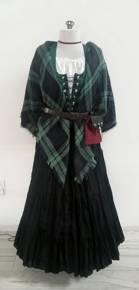 Celtic Dress Tartan Renaissance Dress Medieval Chemise Bodice