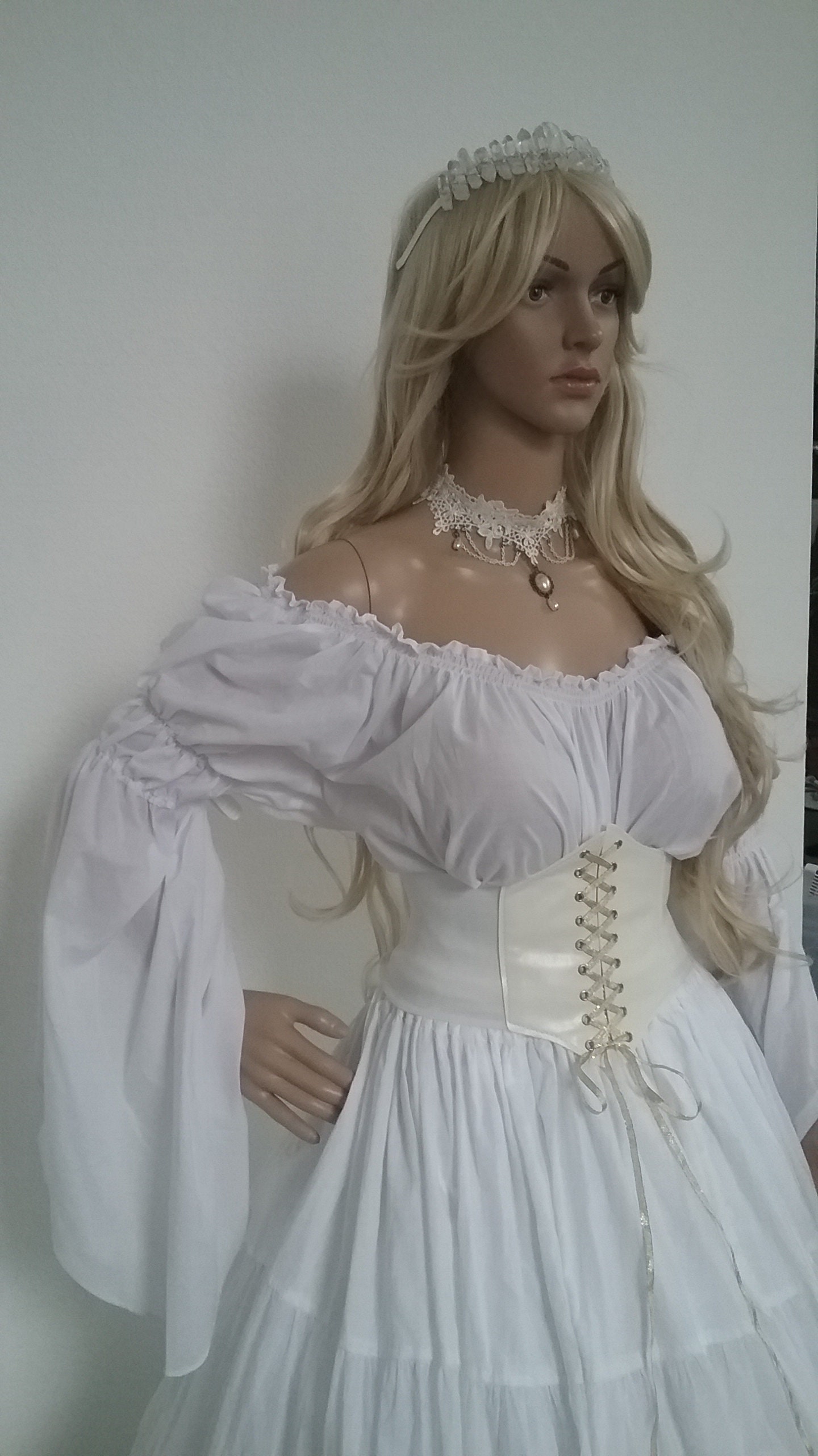 White Renaissance Dress Wedding Gown Corset Chemise Pirate Etsy