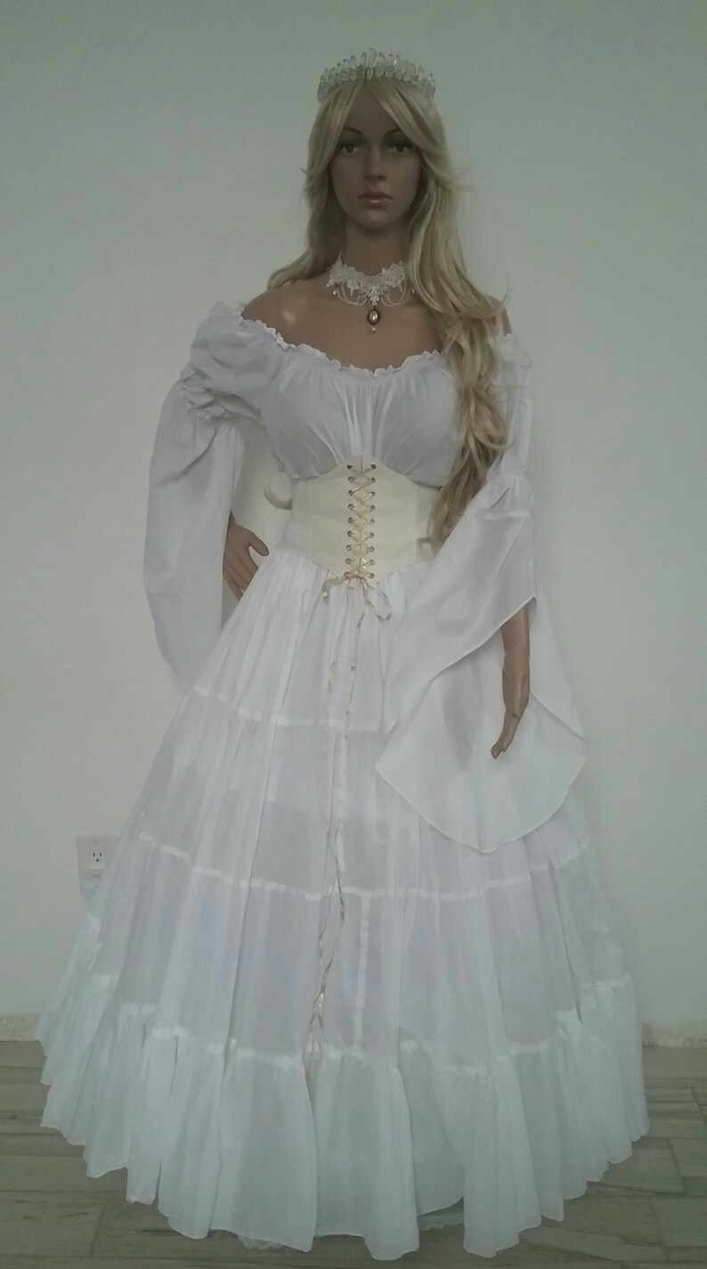 White Renaissance Dress Wedding Gown Corset Chemise Pirate Etsy