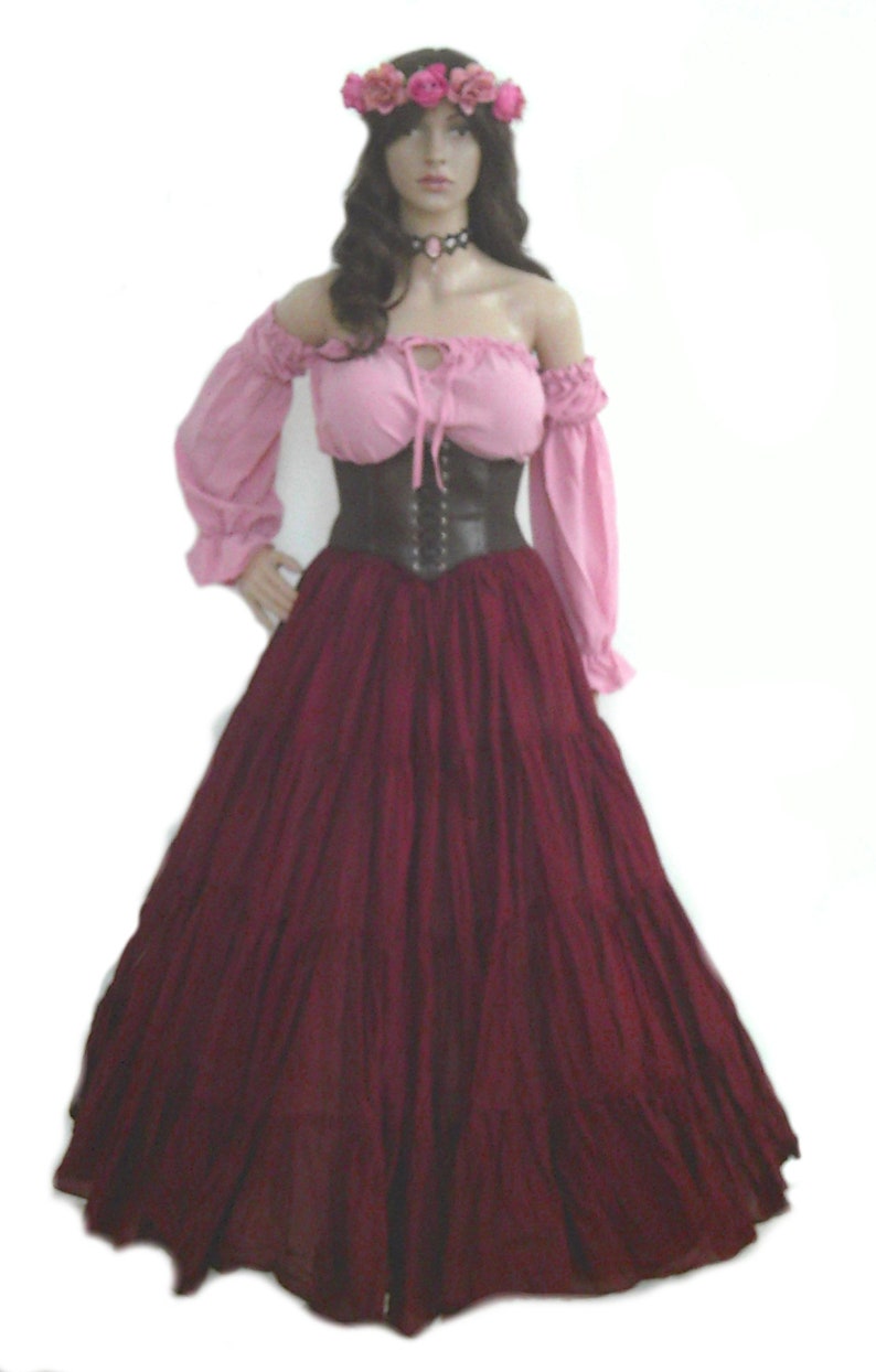 RENAISSANCE Skirt STEAMPUNK 100% Cotton 10 yards wide Pirate VICTORIAN Costume Medieval Choose Color image 3