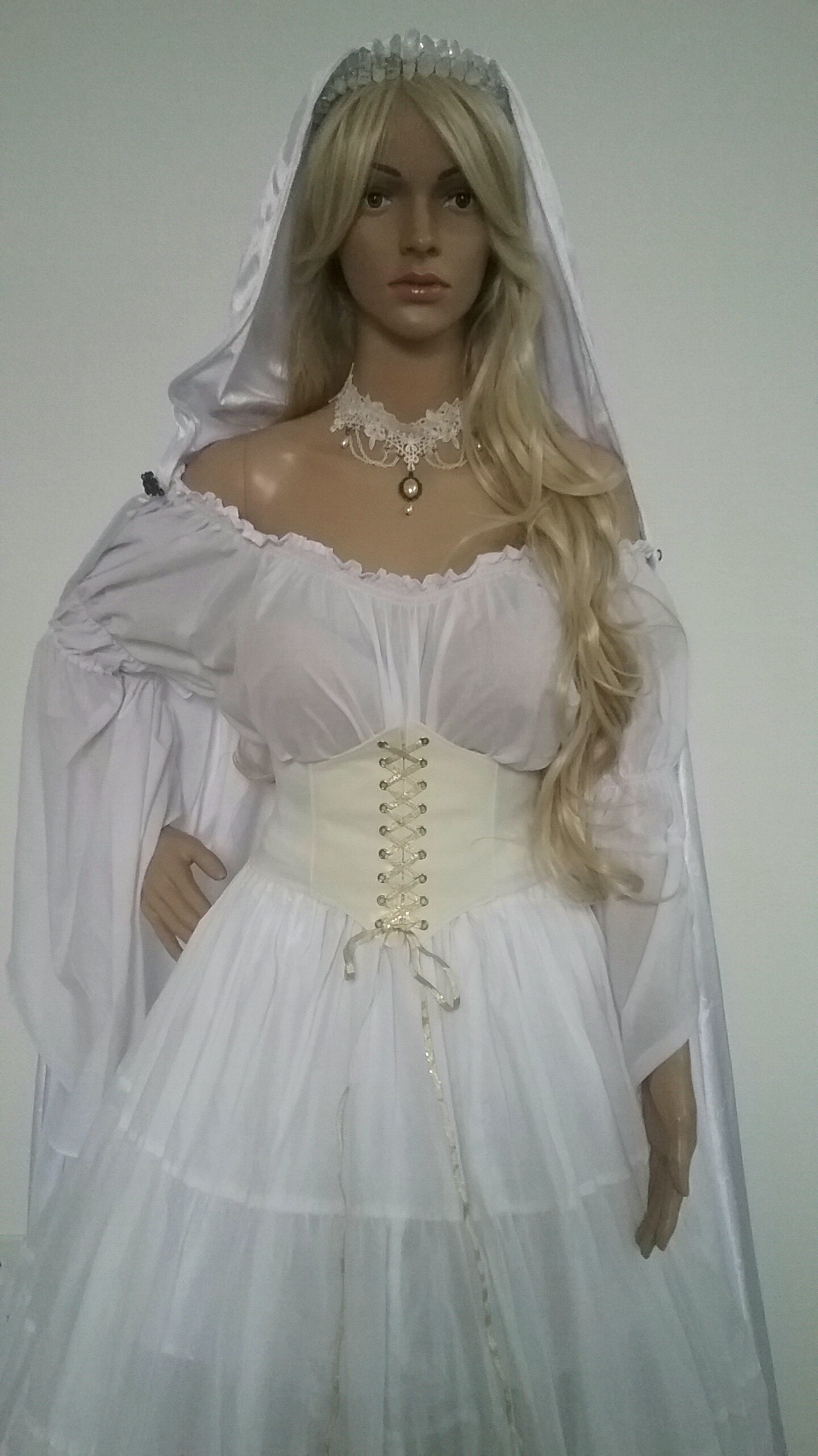 White Renaissance Dress Wedding Gown Corset Chemise Pirate Etsy