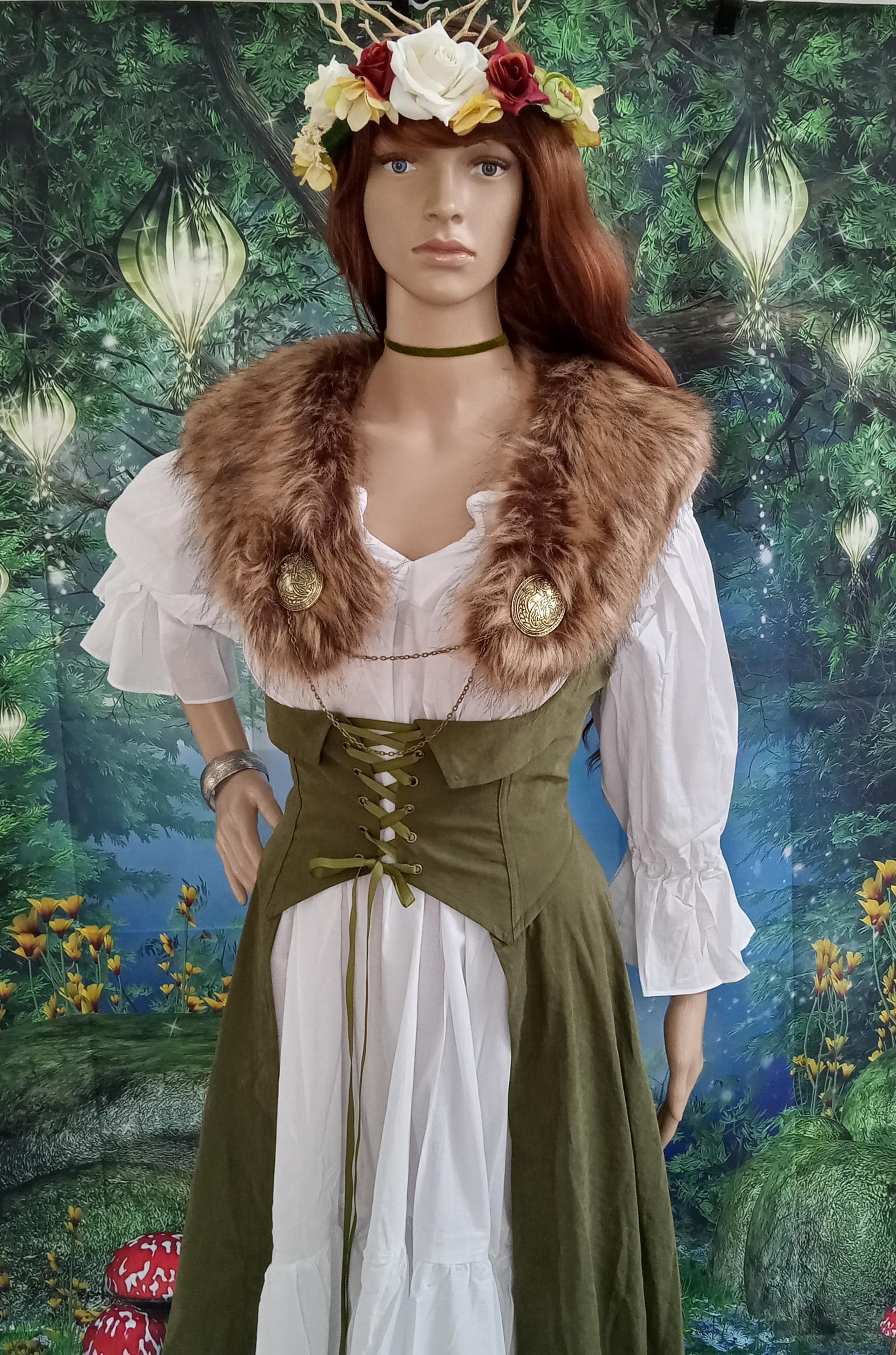 Medieval Princess Corset Dress, Vintage Renaissance Fantasy Dress